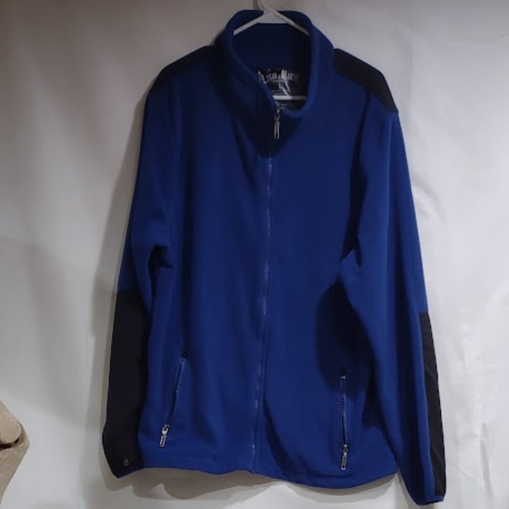 LOGAN AND MARTIN ROYAL BLUE BLACK BACK &  ELBOW PATCHES PULLOVER  ZIP MENS LARGE